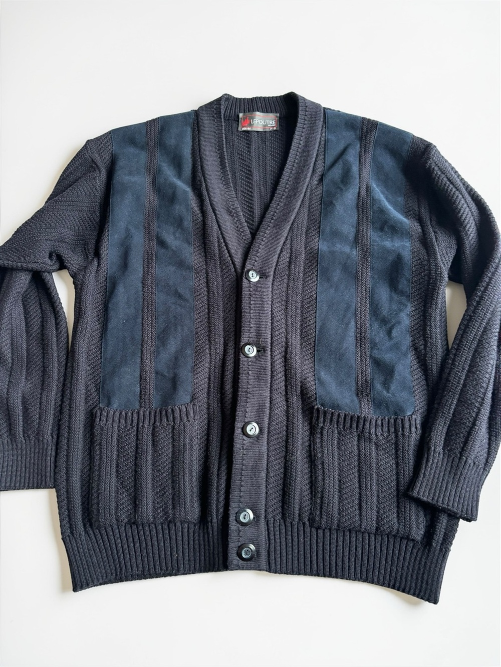 Vintage Lepoutre France Alcantara Cardigan Sweater Mens Medium